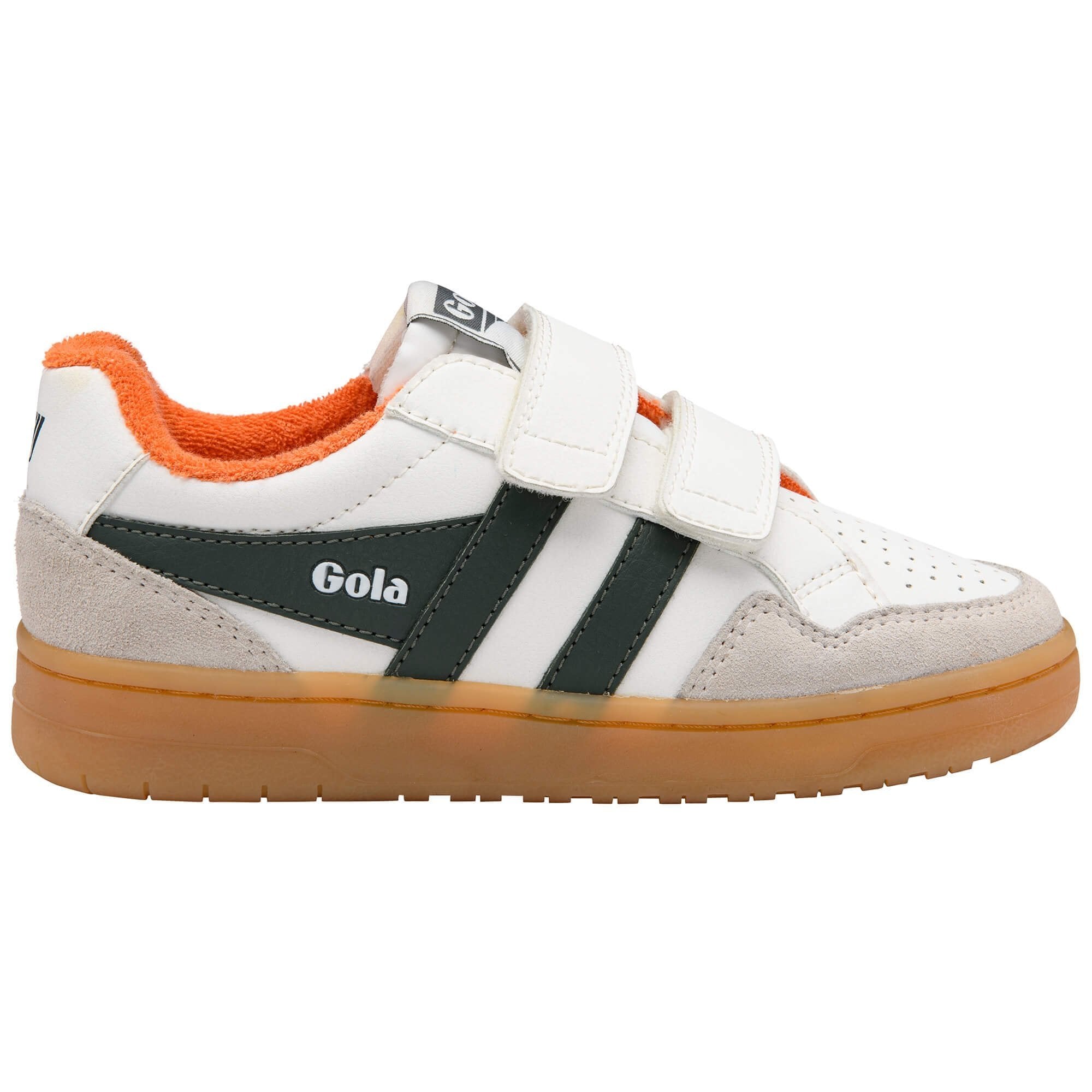 Gola Classics Kids' Eagle Strap Sneakers - White/Dark Khaki/Moody Orange/Gum