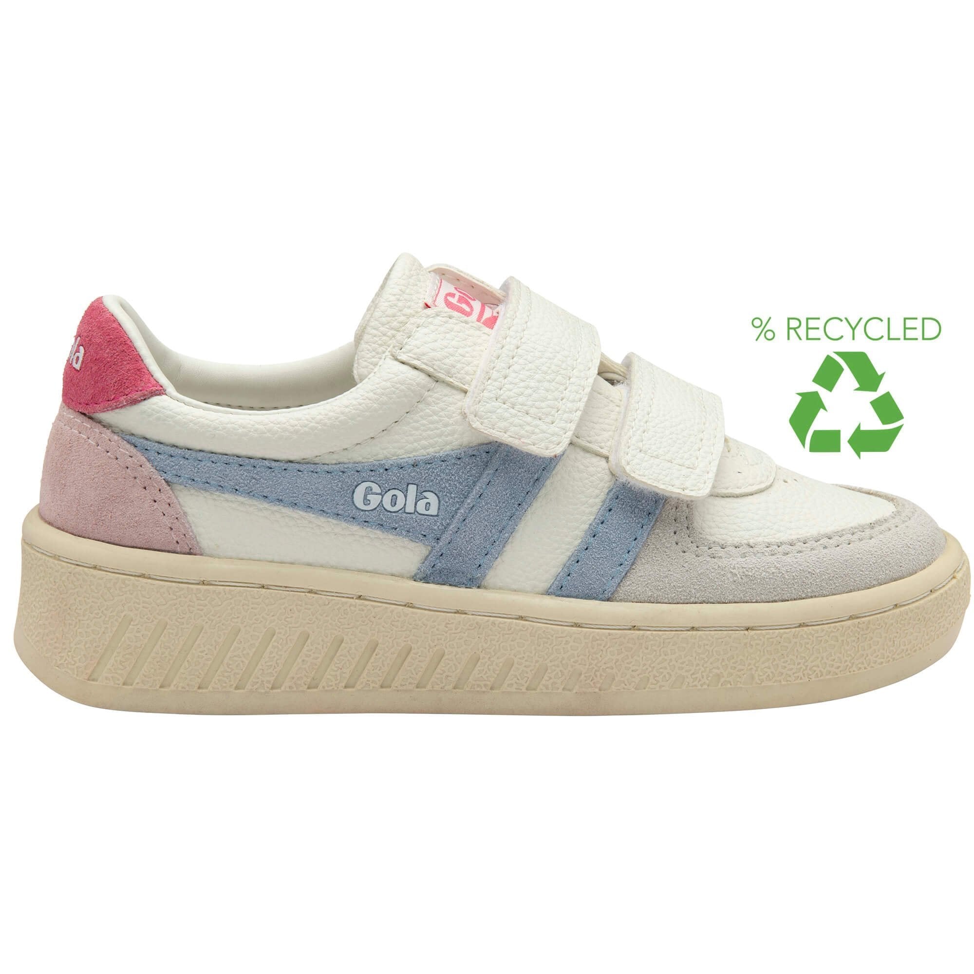 Gola Classics Kids' Grandslam Trident Strap Sneakers - White/Air/Fluro Pink
