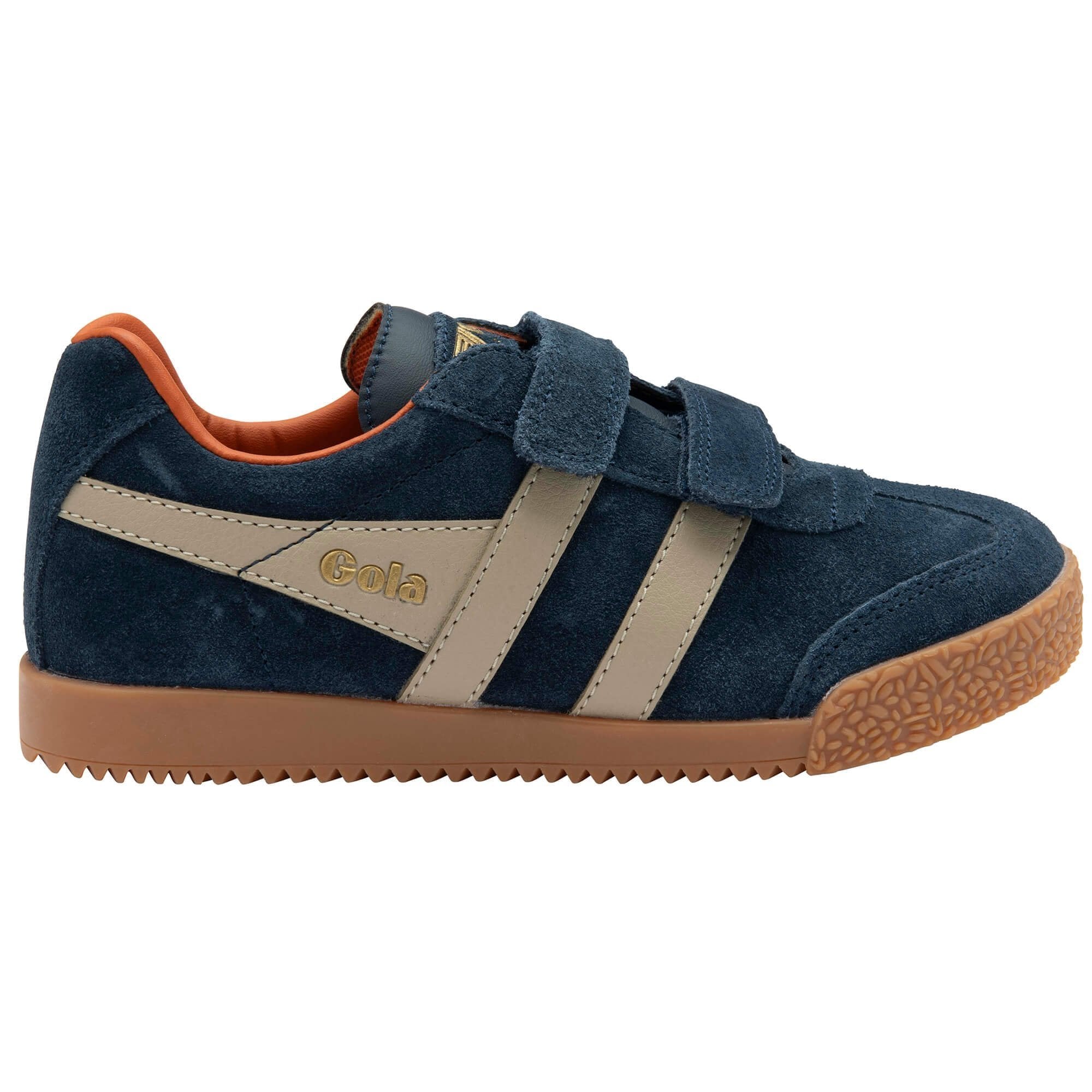 Gola Classics Kids' Harrier Strap Sneakers - Navy/Bone/Moody Orange