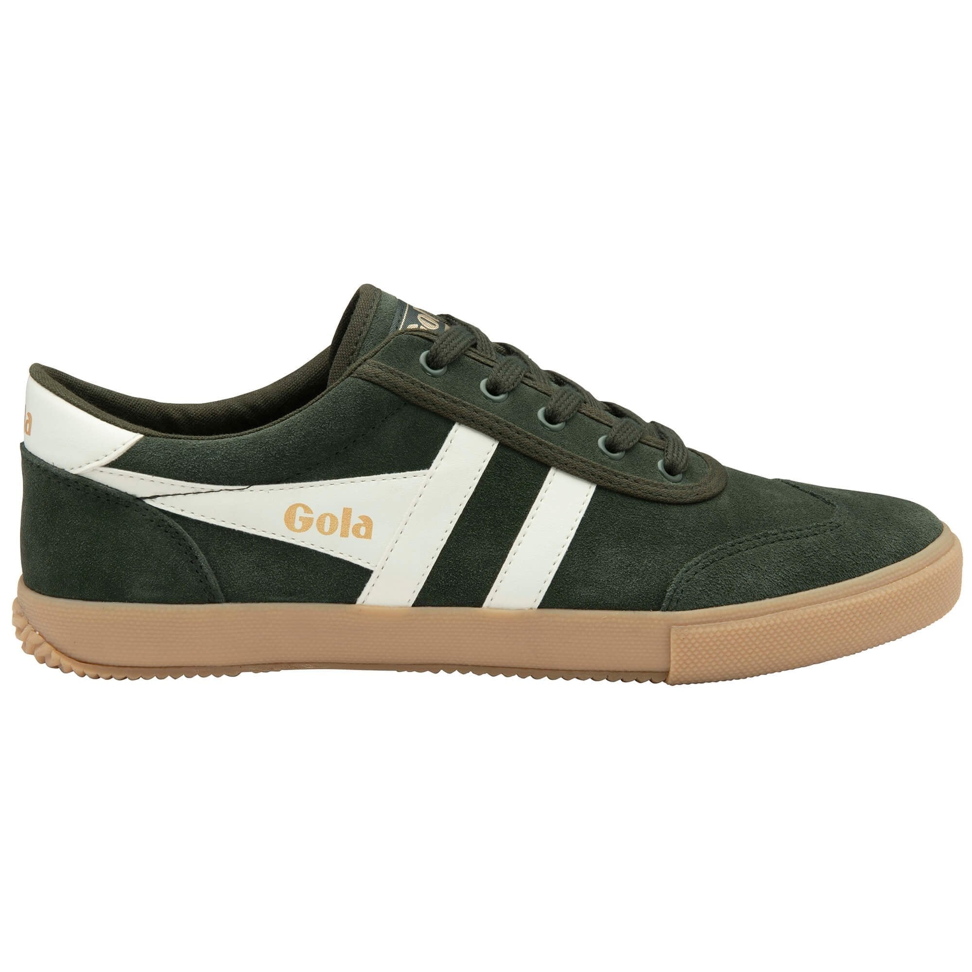 Gola Classics Men's Badminton Suede Plimsoll Sneakers - Dark Khaki/Off White/Gum