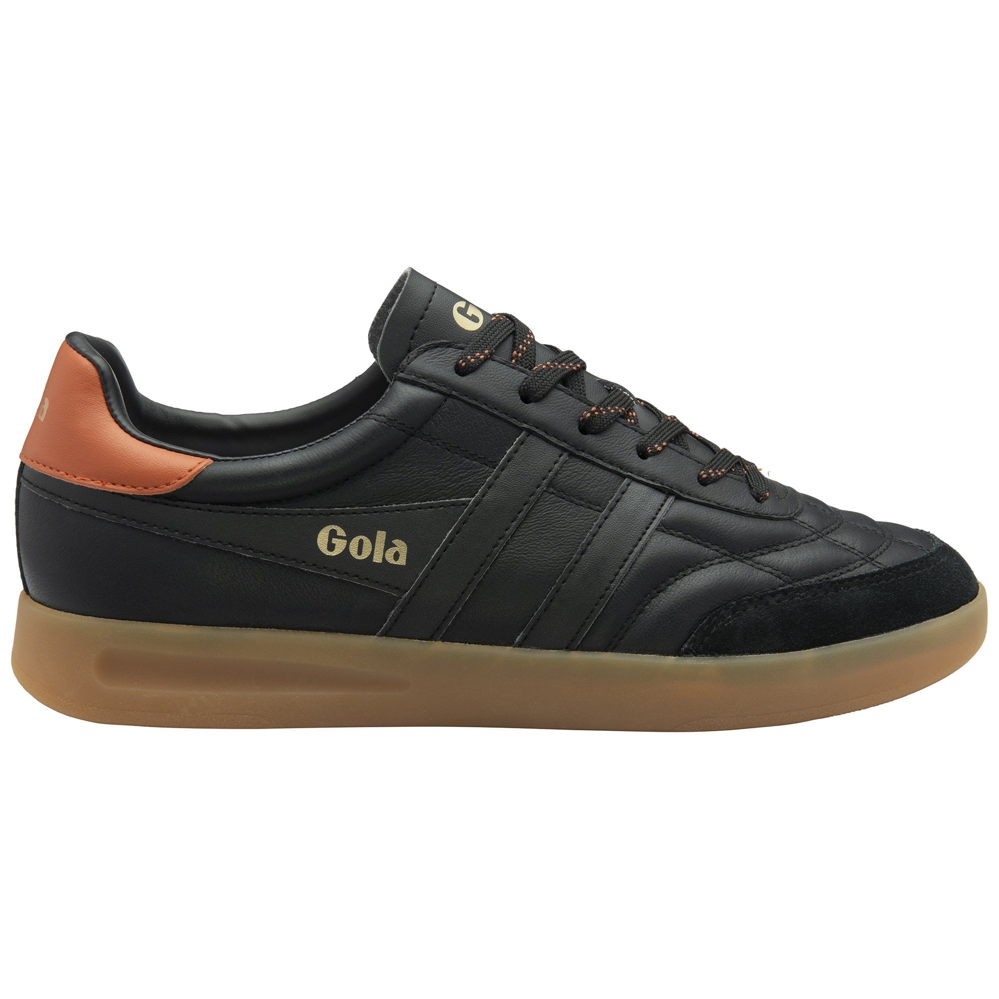 Gola Classics Men's Stadia Leather Sneakers - Black/Moody Orange/Gum