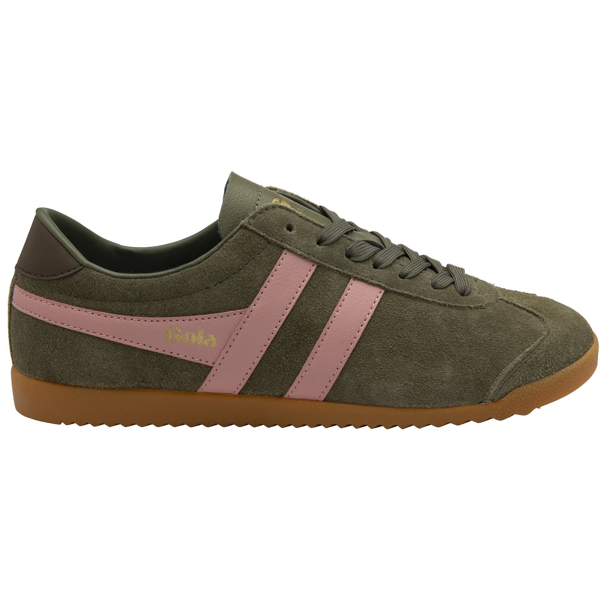 Gola Classics Women's Bullet Suede Sneakers - Khaki/Coral Pink/Dark Brown