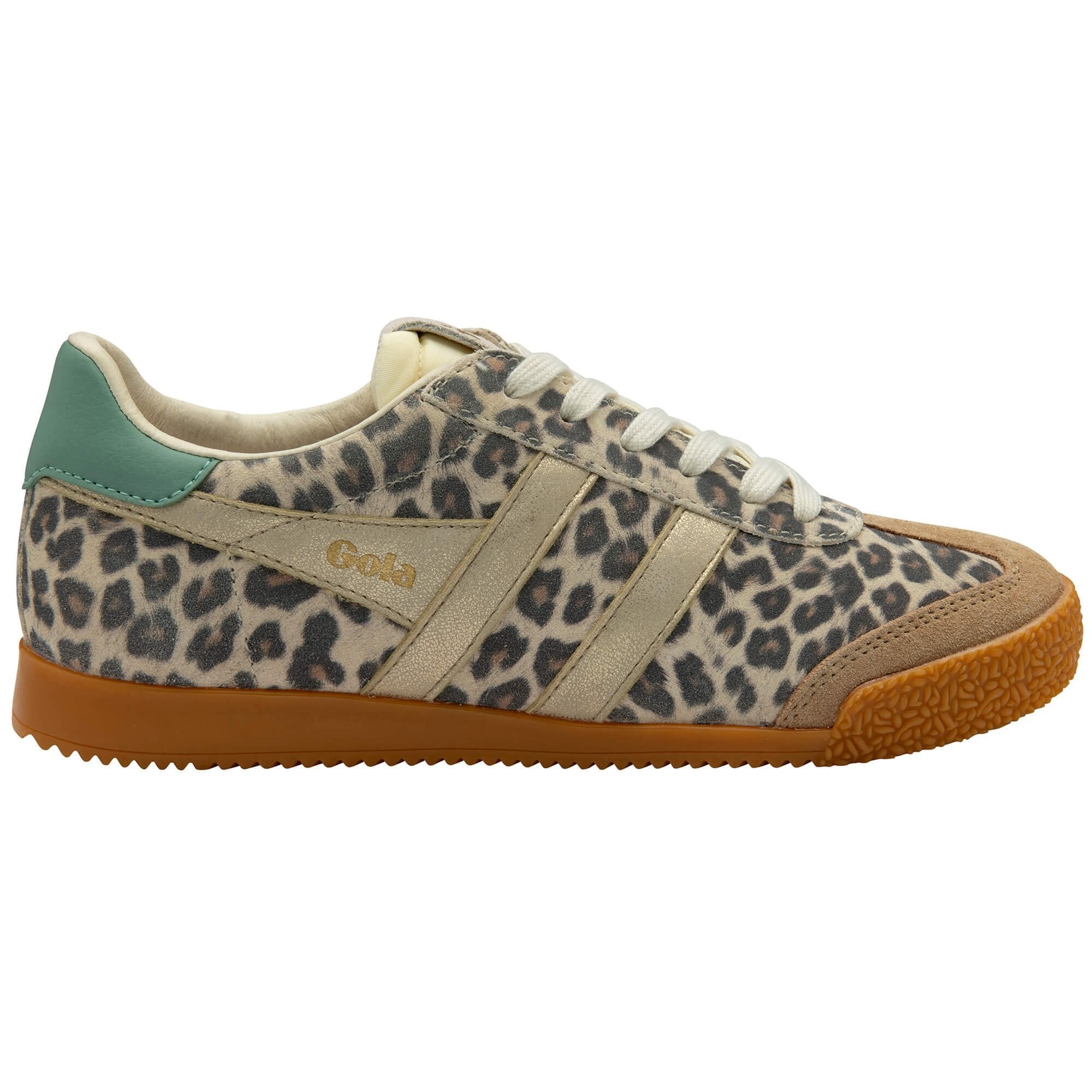 Gola Classics Women's Elan Safari Sneakers - Snow Leopard/Light Caramel/Gold/Green Mist