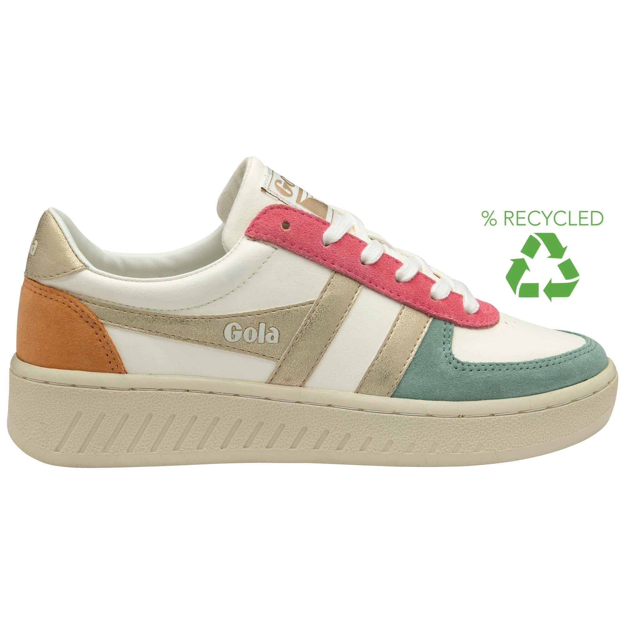 Gola Classics Women's Grandslam Quadrant Sneakers - Off White/Green Mist/Gold/Salmon
