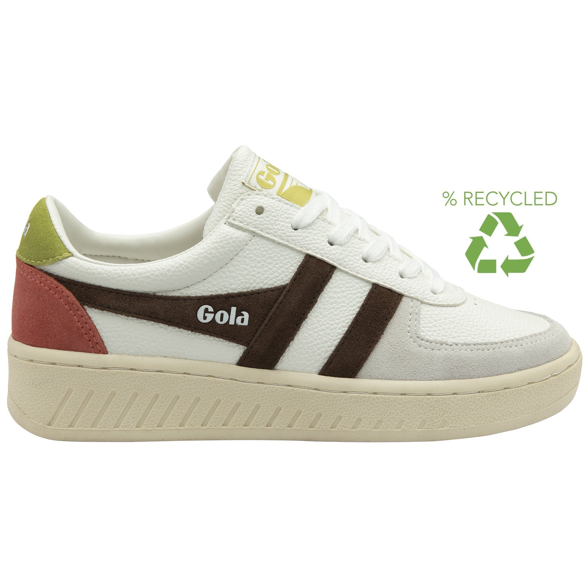 Gola Classics Women's Grandslam Trident Sneakers - White/Dark Brown/Moss