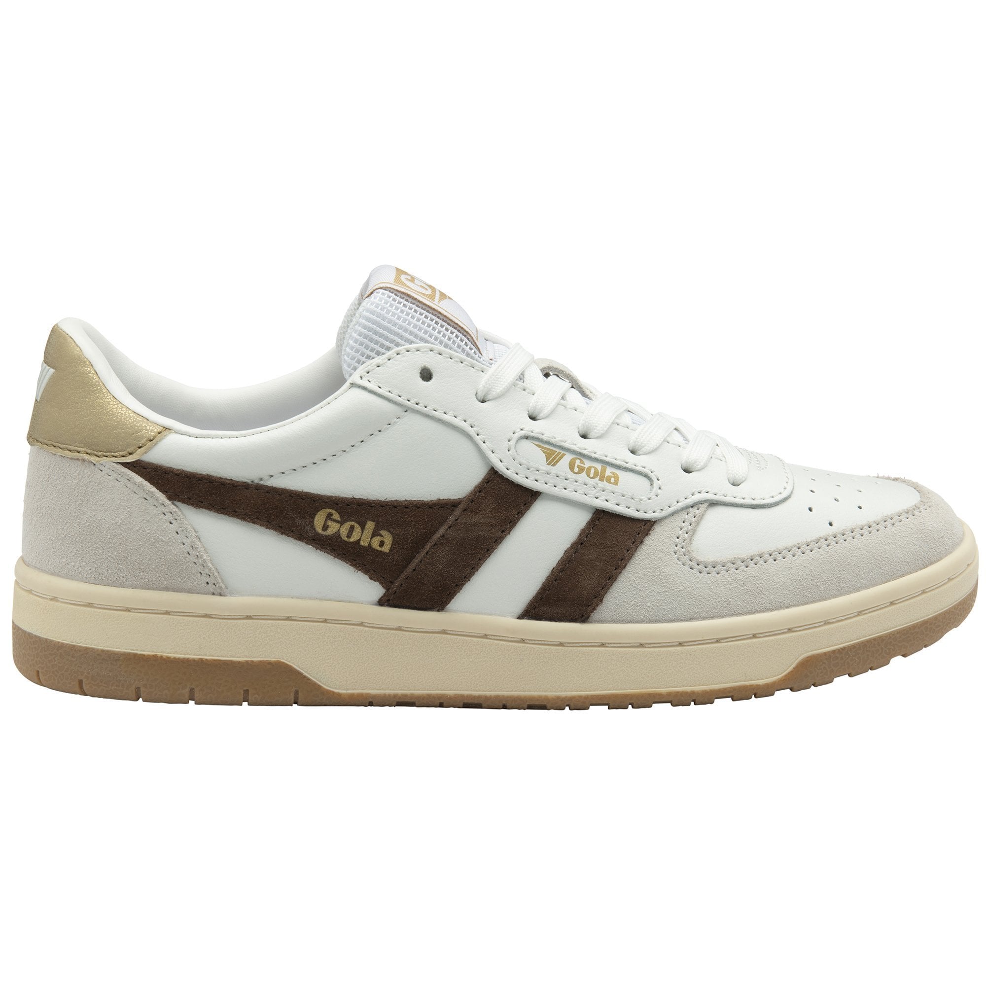 Gola Classics Women's Hawk Sneakers - White/Dark Brown/Gold
