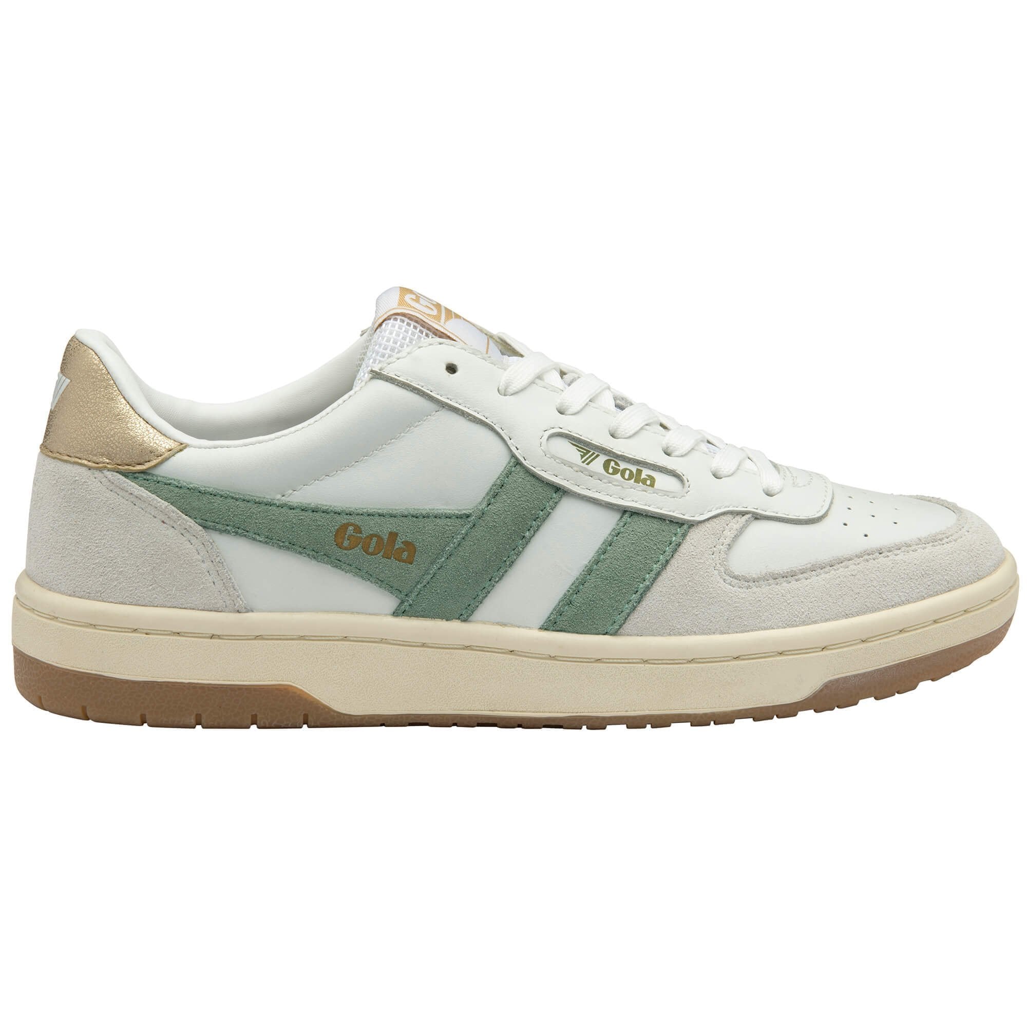 Gola Classics Women's Hawk Sneakers - White/Green Mist/Gold