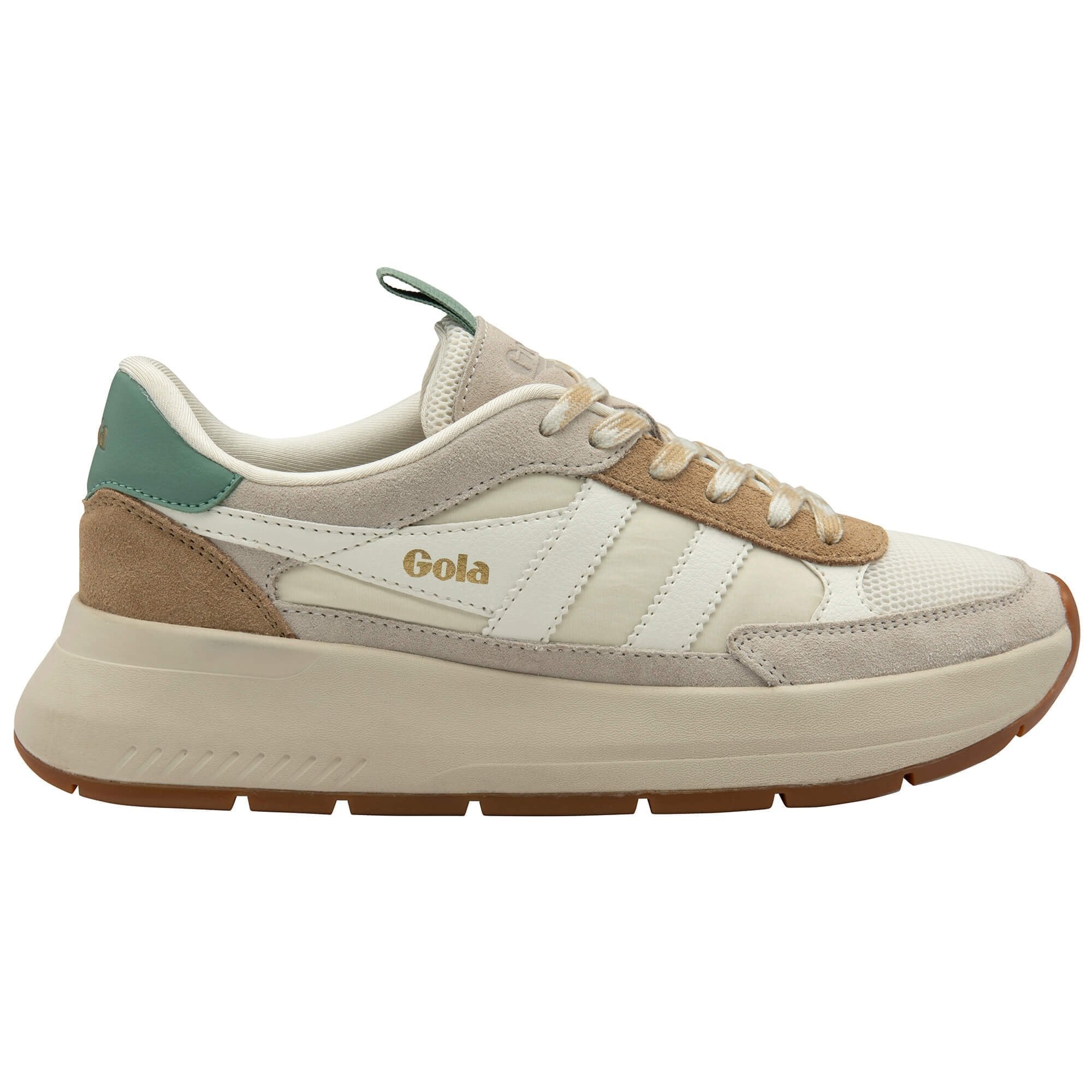 Gola Classics Women's Phoenix Sneakers - Off White/Light Caramel/Green Mist